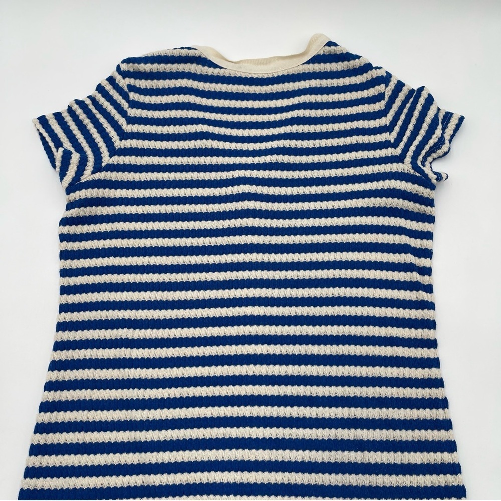 MNG Mango Blue/ Cream Stripe Jersey Sweater Midi Dress Sz US 10 Short Sleeve - Picture 8 of 13